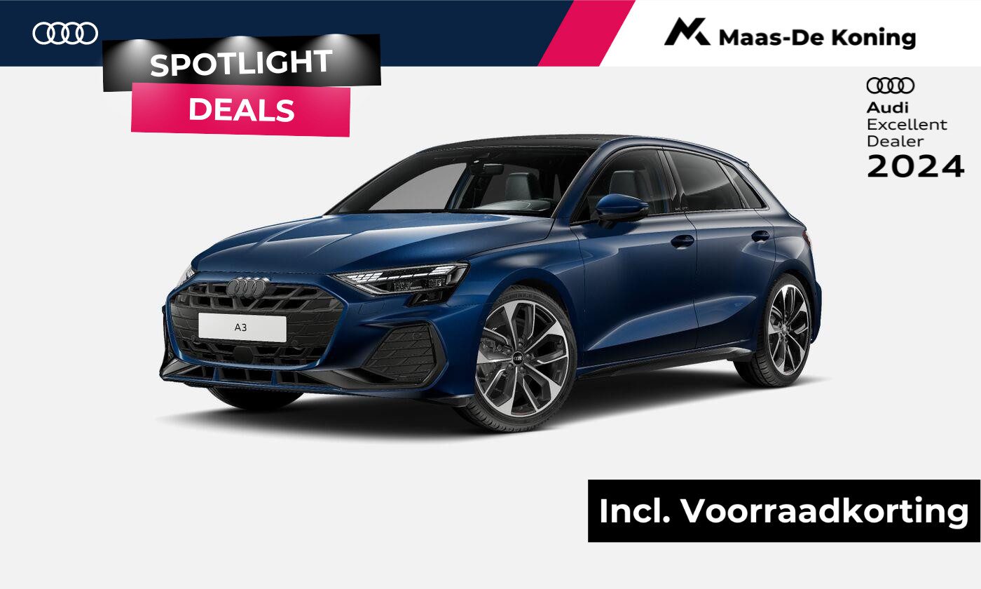 Audi A3 Sportback 35 TFSI S edition 150 PK · 19″ LM Velgen · SONOS Premium 3D · Assistentiepakket Rijden & Parkeren