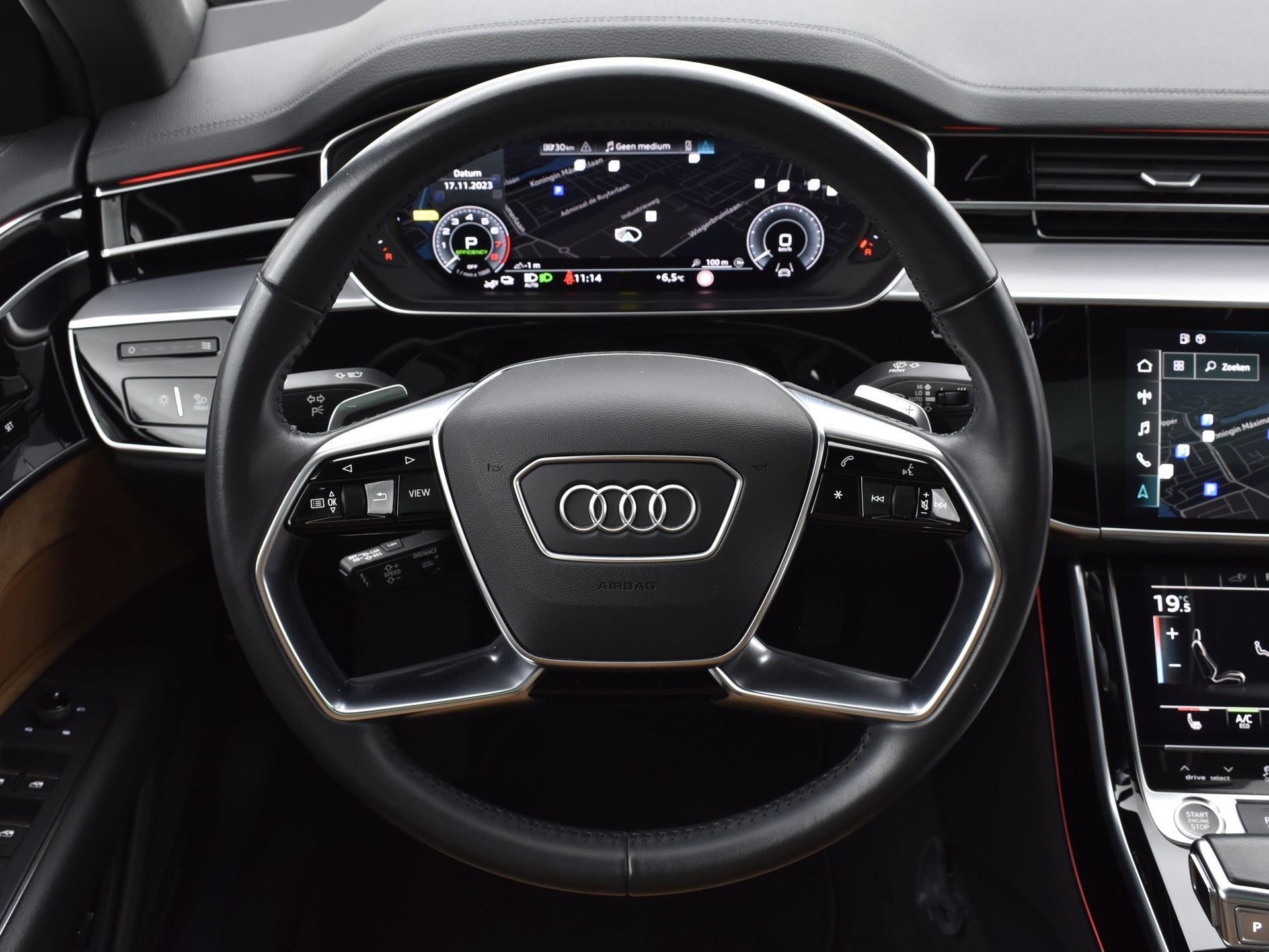 Audi A8 60 TFSIe Quattro Lang Pro Line Plus | B&O 3D Sound | ACC | Luchtvering | Servosluiting | 360 Camera | Panoramadak | 20” Inch | Garantie t/m 23-04-2025 of 100.000km