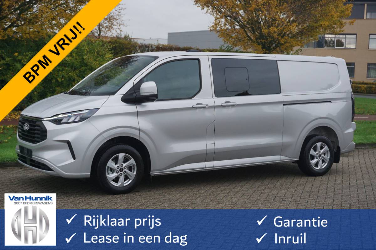 Ford Transit Custom Ford Transit Custom 300L 170PK DC Limited AUT BPM VRIJ!! Navi, ACC, 360° Cam, 16″ LM, Elek. Schuifdeur!! NR. 822
