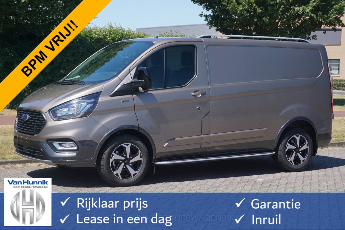 Ford Transit Custom Ford Transit Custom 300S Active 130PK DEMO Auto BPM VRIJ!! Airco, Cruise, Apple CP / Android Auto, 17″ LM Velg!! NR. 397