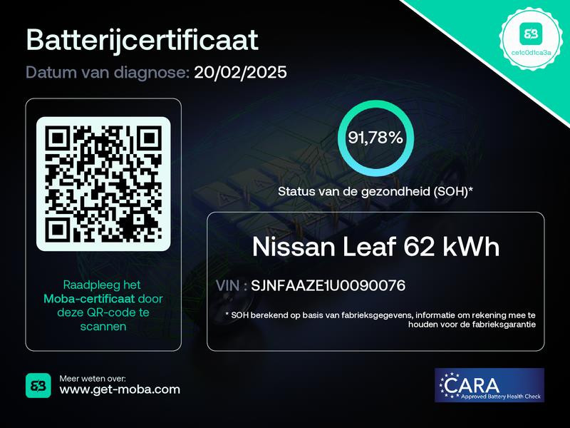 Nissan Leaf Nissan LEAF E+ Tekna 62 kWh 92% SOH Batterij Certificaat LEER BOSE CARPLAY 1e EIGENAAR Rijklaarprijs!