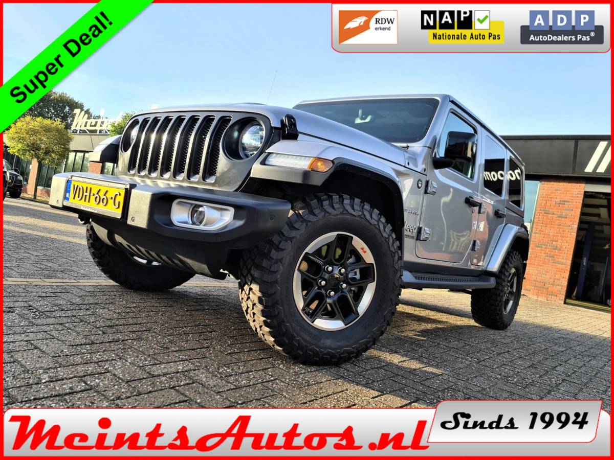 Jeep Wrangler Jeep Wrangler 2.2D Sahara Unlimited 200Pk OUTLAW 4WD, MOPART LV MUD, LEDER, BOMVOL OPTIE !!! GRIJS KENTEKEN