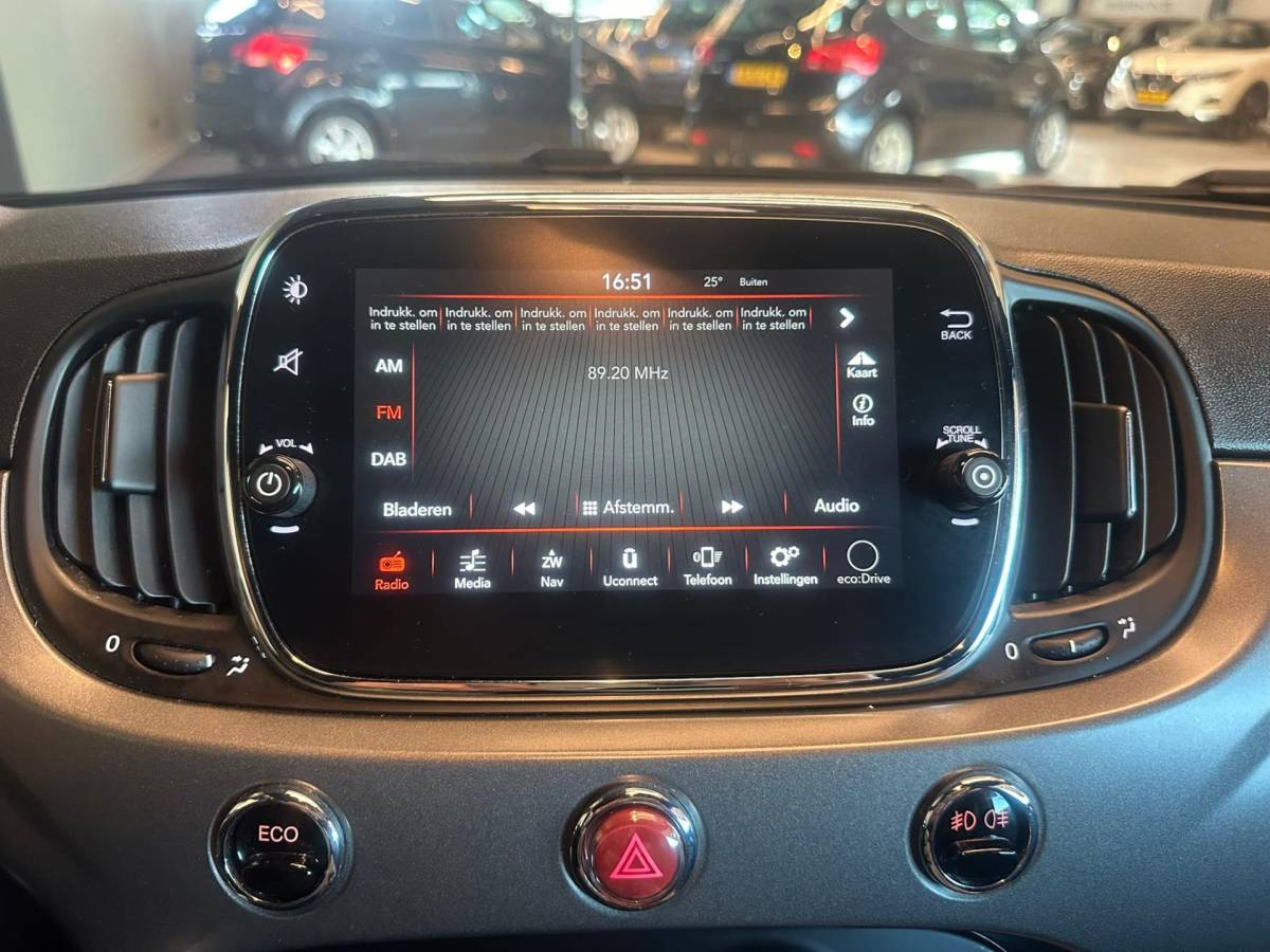 Fiat 500 Fiat 500 0.9 TwinAir TURBO SPORT-uitv/AIRCO/SPORTSTOELEN/LEER/NAVIGATIE/BLUETOOTH/LANE ASSIST/ZWARTE LM-VELGEN/nieuwe APK+OH.BEURT