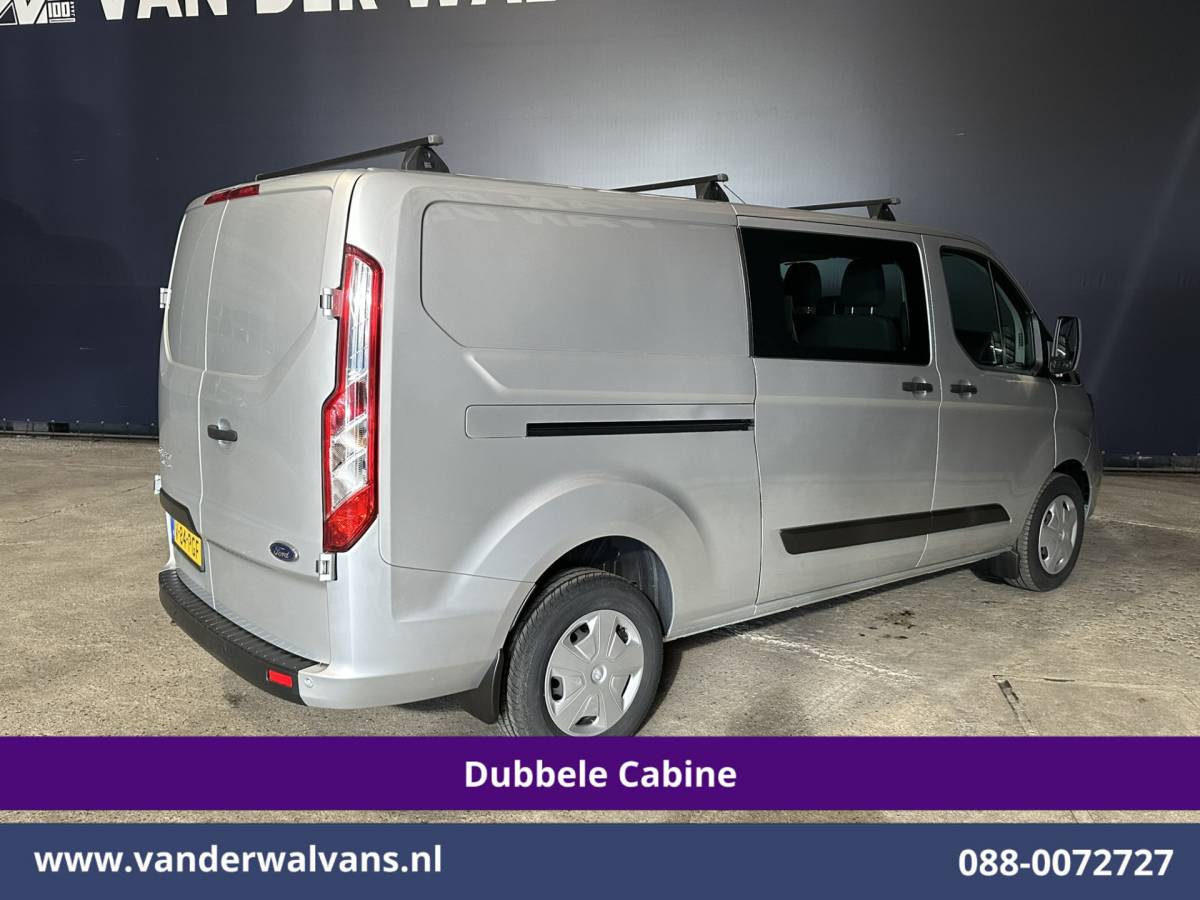 Ford Transit Custom Ford Transit Custom 2.0 TDCI 131pk L2H1 Dubbele Cabine Euro6 Airco | 6-Zits | LED | Cruisecontrol | Verwarmde voorruit Parkeersensoren, Dakdragers, 2800kg trekvermogen