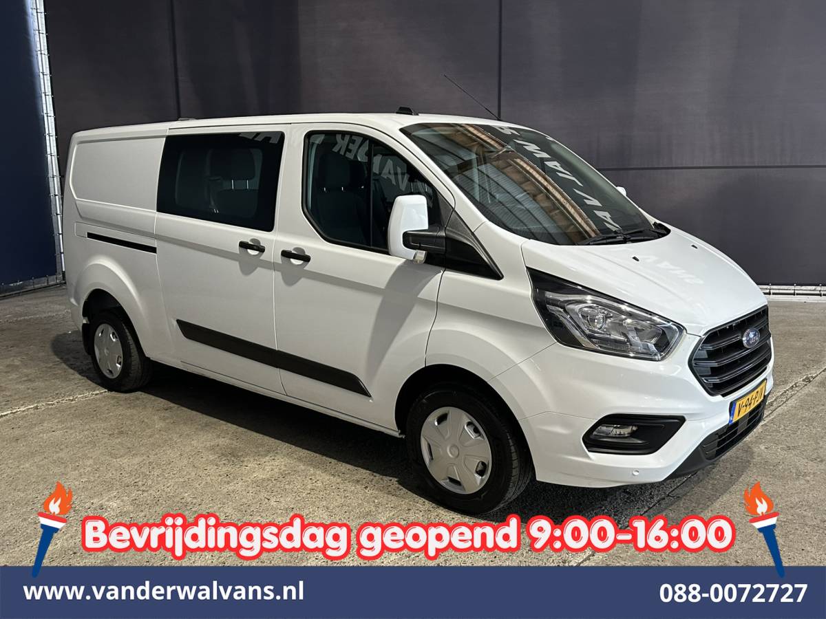 Ford Transit Custom Ford Transit Custom 2.0 TDCI 130pk L2H1 Dubbele Cabine Euro6 Airco | 5-Zits | Navigatie | Apple Carplay | LED | Cruisecontrol Android Auto, Stoelverwarming, Parkeersensoren, Achterklep