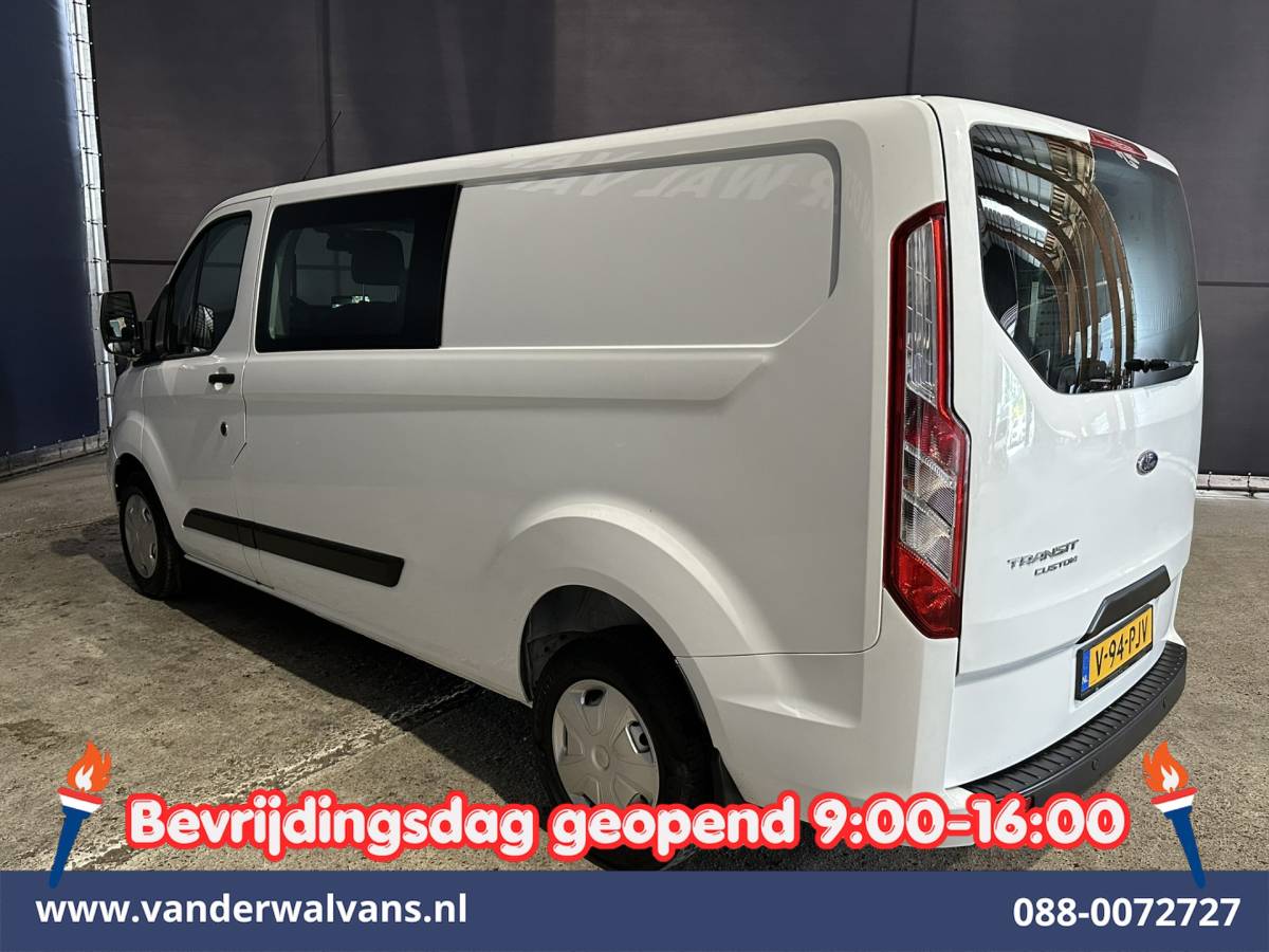 Ford Transit Custom Ford Transit Custom 2.0 TDCI 130pk L2H1 Dubbele Cabine Euro6 Airco | 5-Zits | Navigatie | Apple Carplay | LED | Cruisecontrol Android Auto, Stoelverwarming, Parkeersensoren, Achterklep