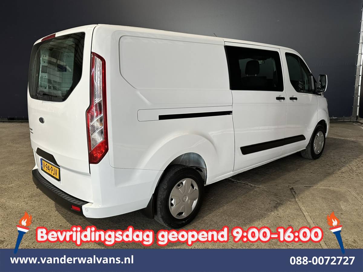 Ford Transit Custom Ford Transit Custom 2.0 TDCI 130pk L2H1 Dubbele Cabine Euro6 Airco | 5-Zits | Navigatie | Apple Carplay | LED | Cruisecontrol Android Auto, Stoelverwarming, Parkeersensoren, Achterklep