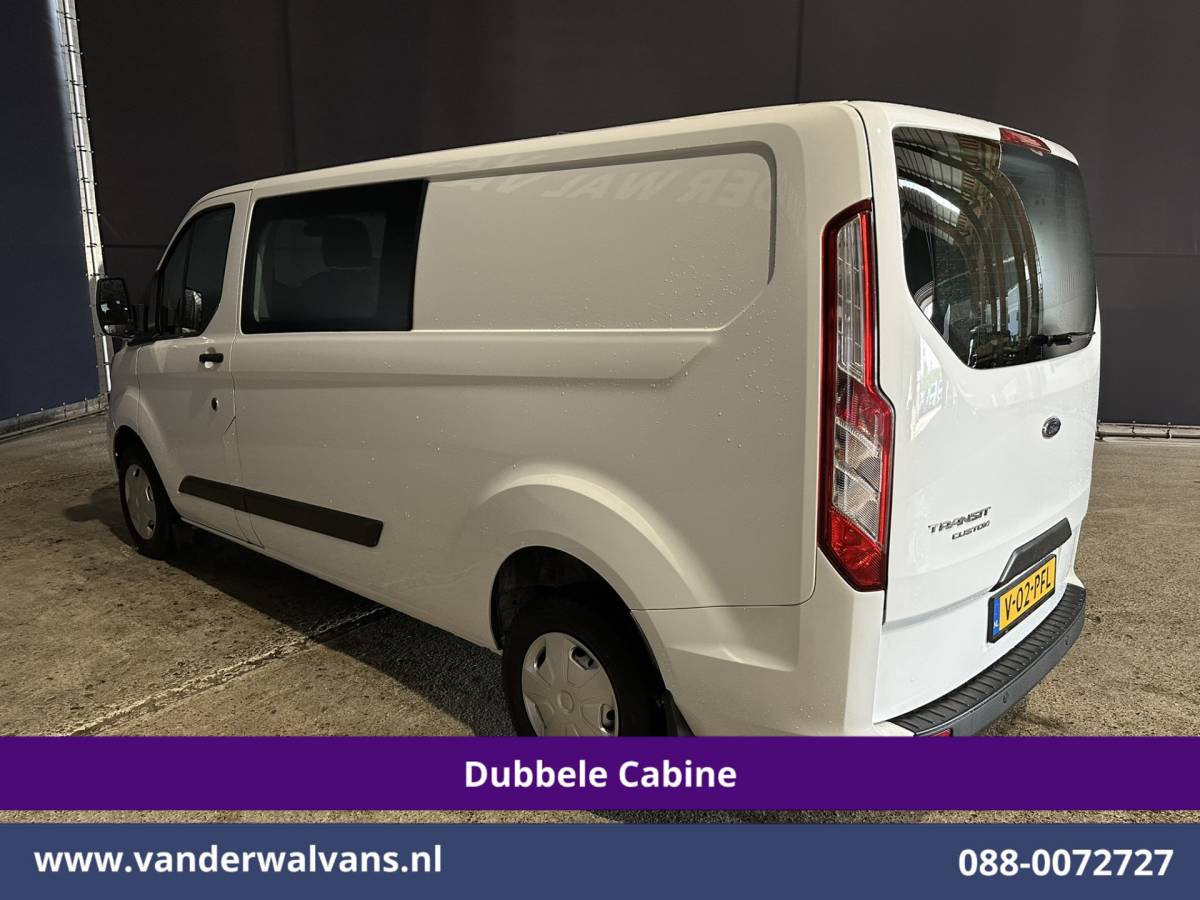 Ford Transit Custom Ford Transit Custom 2.0 TDCI 131pk L2H1 Dubbele Cabine Euro6 Airco | 6-Zits | LED | Cruisecontrol | Parkeersensoren Achterklep, 2800kg trekvermogen
