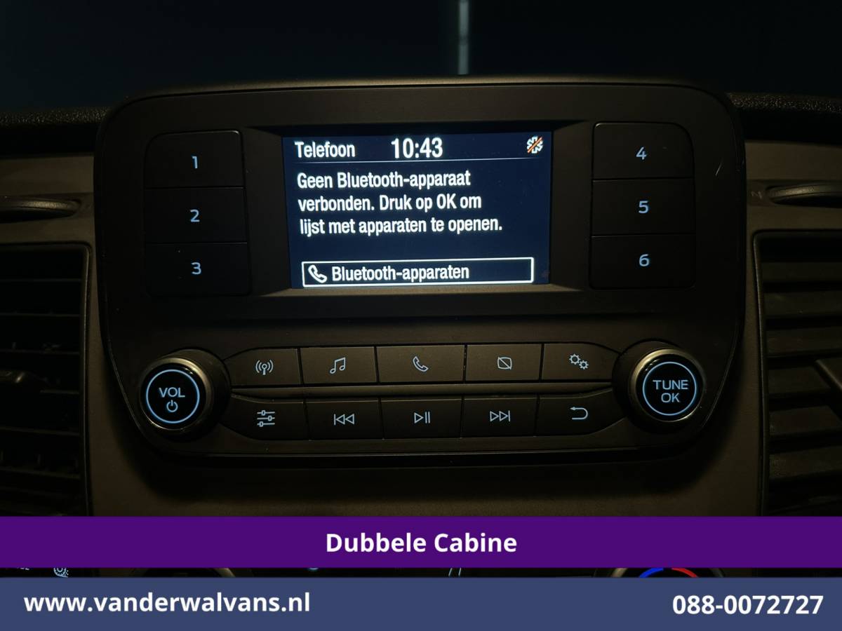 Ford Transit Custom Ford Transit Custom 2.0 TDCI 131pk L2H1 Dubbele Cabine Euro6 Airco | 6-Zits | LED | Cruisecontrol | Parkeersensoren Achterklep, 2800kg trekvermogen