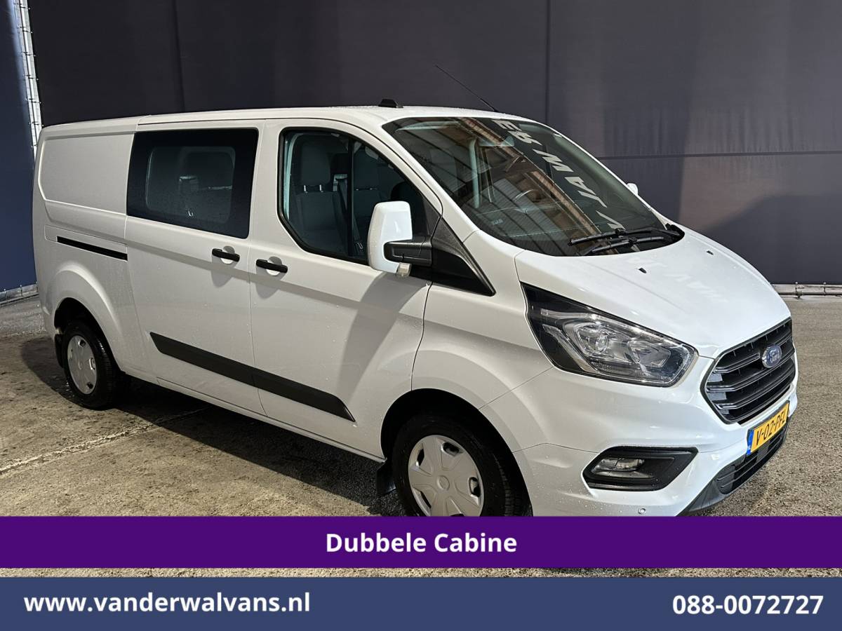 Ford Transit Custom Ford Transit Custom 2.0 TDCI 131pk L2H1 Dubbele Cabine Euro6 Airco | 6-Zits | LED | Cruisecontrol | Parkeersensoren Achterklep, 2800kg trekvermogen