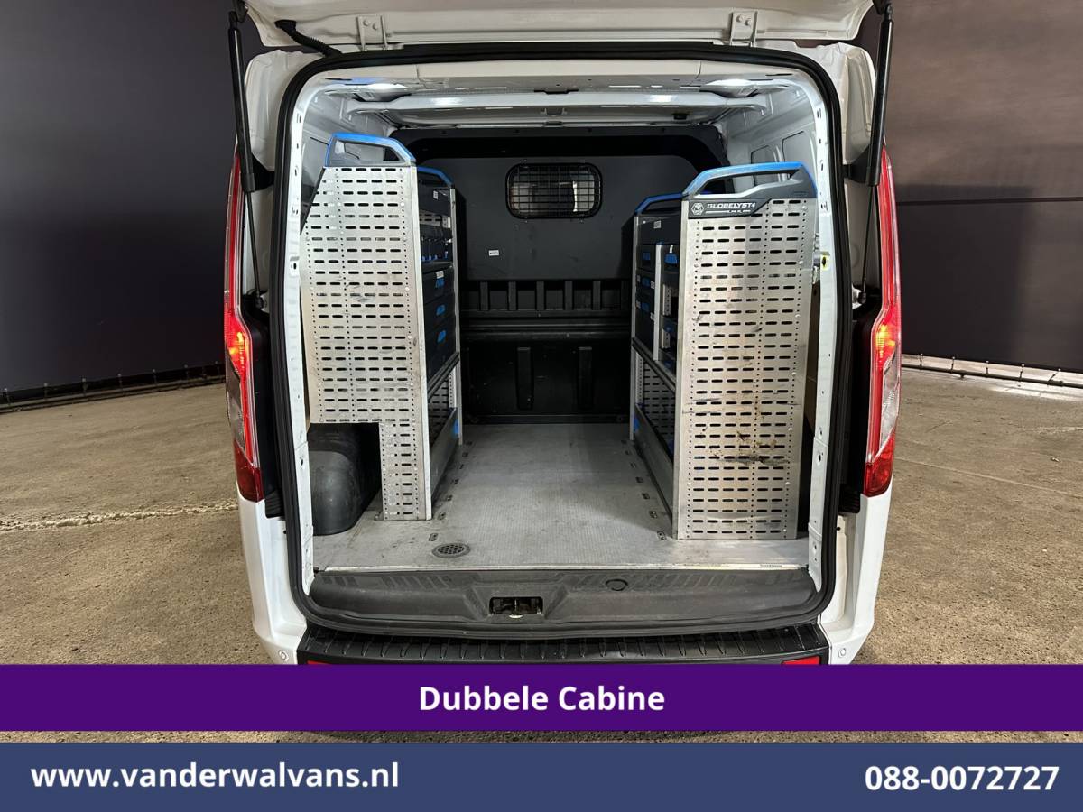 Ford Transit Custom Ford Transit Custom 2.0 TDCI 131pk L2H1 Dubbele Cabine Inrichting Euro6 Airco | 5-Zits | Camera | Cruisecontrol | LED Parkeersensoren, Stoelverwarming, Achterklep, Dakdragers, 2800kg trekvermogen