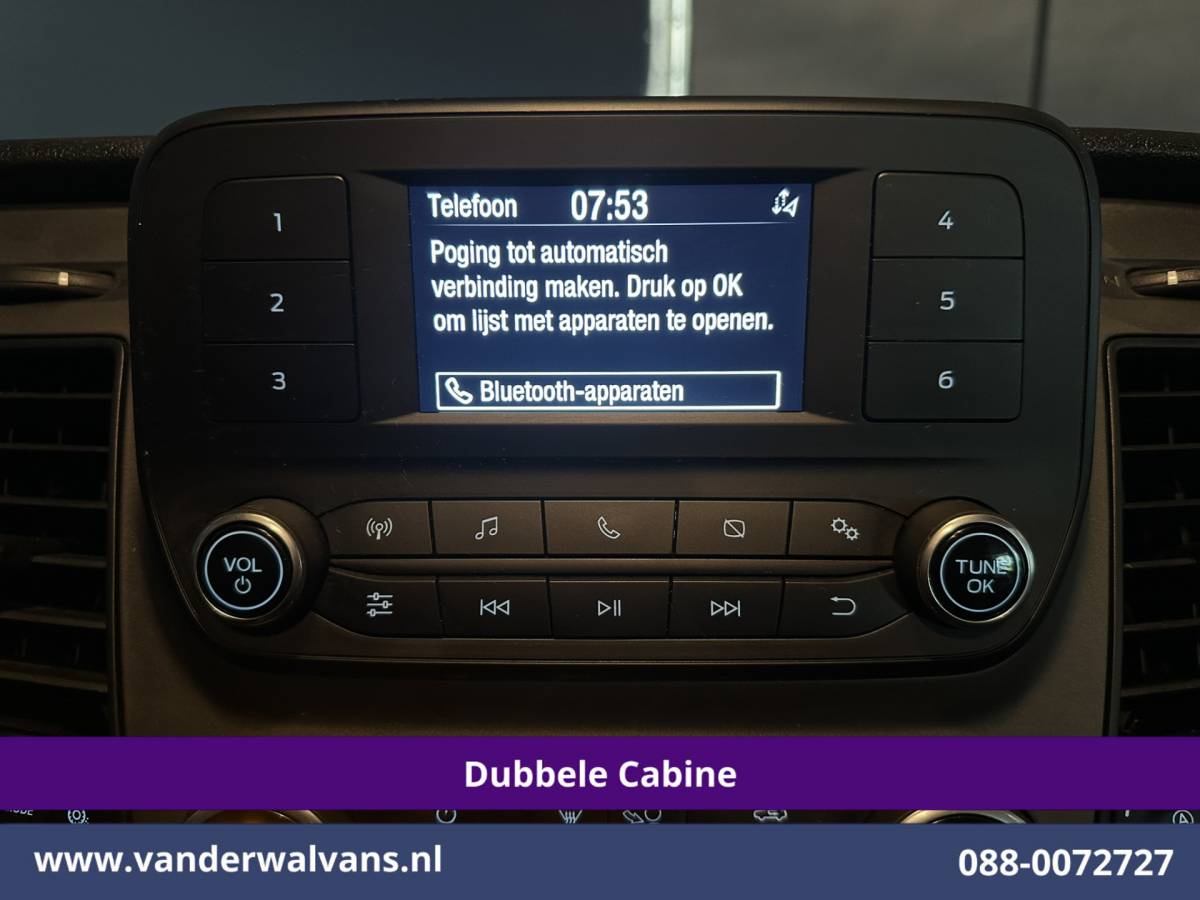 Ford Transit Custom Ford Transit Custom 2.0 TDCI 131pk L2H1 Dubbele Cabine Inrichting Euro6 Airco | 5-Zits | Camera | Cruisecontrol | LED Parkeersensoren, Stoelverwarming, Achterklep, Dakdragers, 2800kg trekvermogen