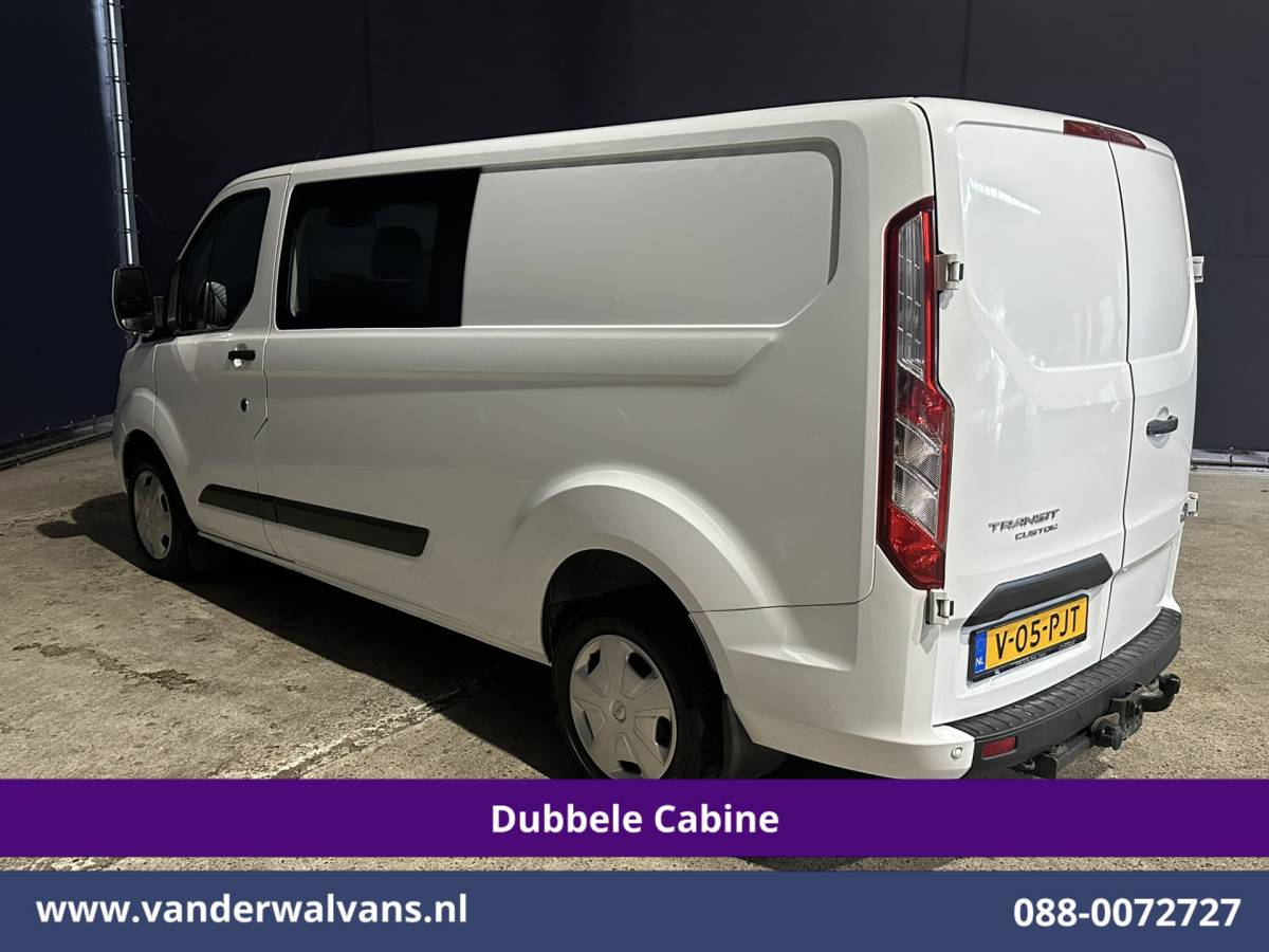 Ford Transit Custom Ford Transit Custom 2.0 TDCI 130pk L2H1 Dubbele Cabine Euro6 Airco | 6-Zits | LED | Cruisecontrol | Trekhaak Parkeersensoren, Verwarmde voorruit