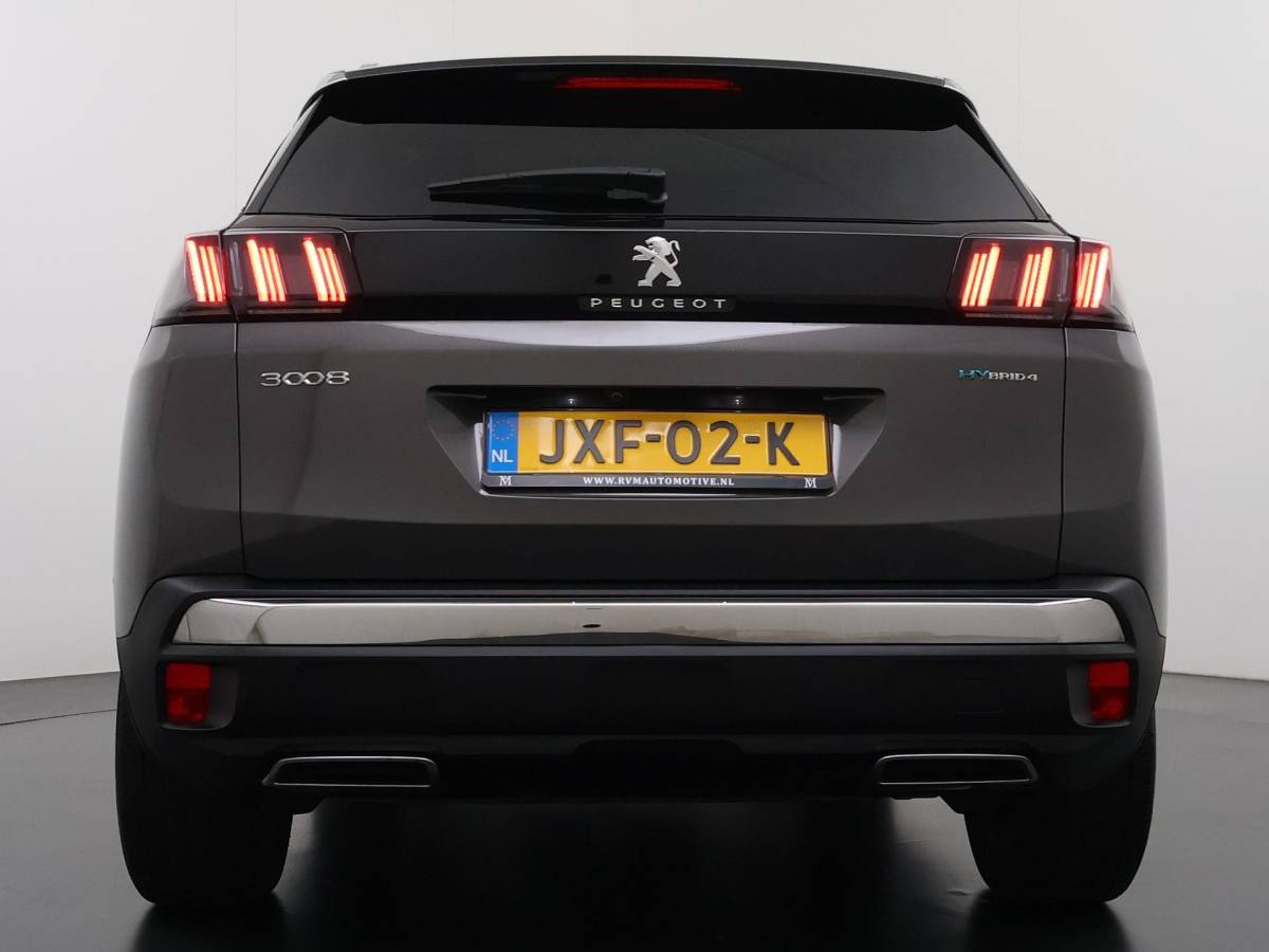 Peugeot 3008 Peugeot 3008 1.6 HYbrid4 300 GT RIJKLAARPRIJS INC. 12MND BOVAG GARANTIE | PANORAMADAK| ADAPTIVE CRUISE CONTROL| STANDKACHEL| CAMERA VOOR + ACHTER|