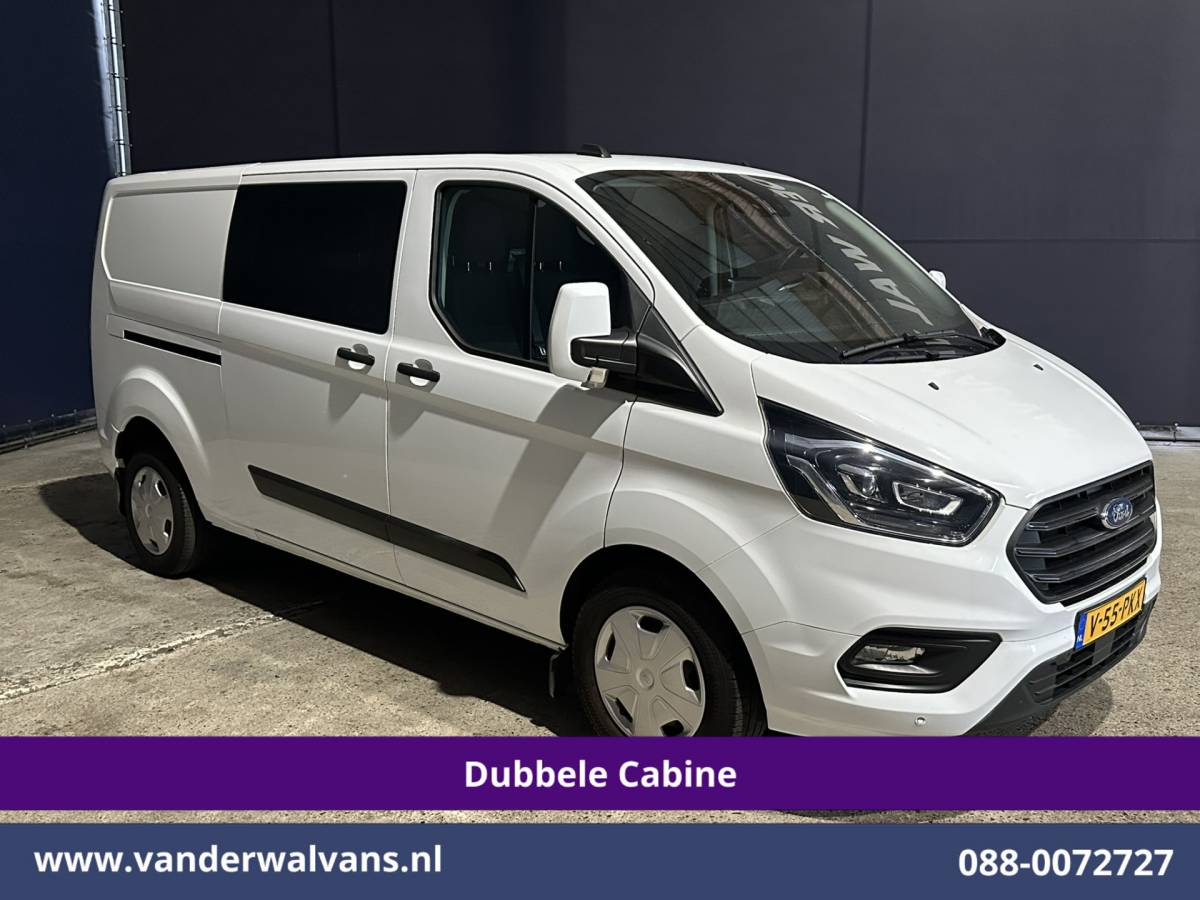 Ford Transit Custom Ford Transit Custom 2.0 TDCI 131pk Automaat L2H1 Dubbele Cabine Euro6 Airco | 6-Zits | Camera | Navigatie | Apple Carplay Android Auto, Xenon, Cruisecontrol, Stoelverwarming, Verwarmde voorruit, Parkeersensoren, Achterklep