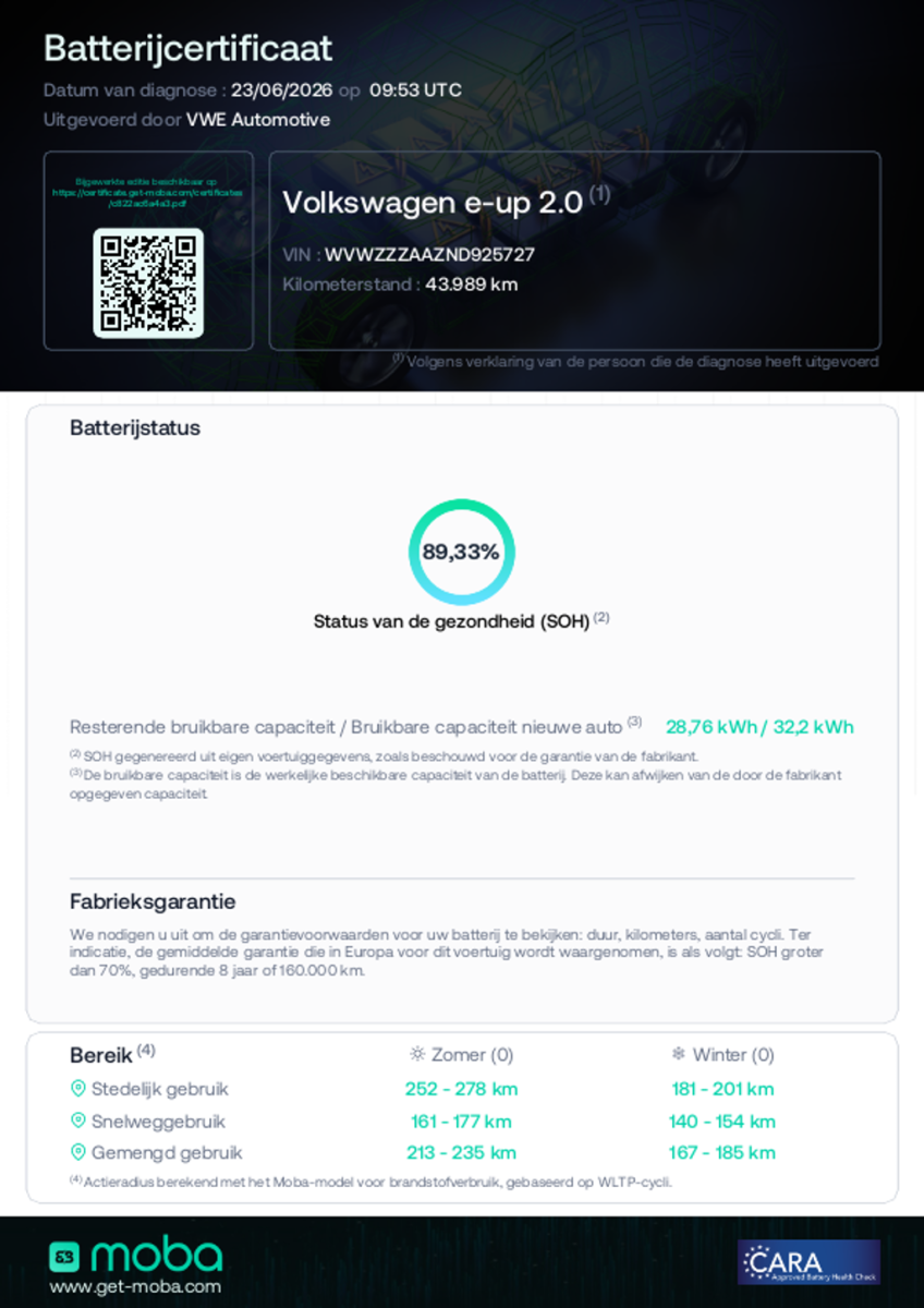 Volkswagen e-up! Volkswagen E-Up! SOH 89% Camera Cruise-controle Stoelverwarming Lane-assist