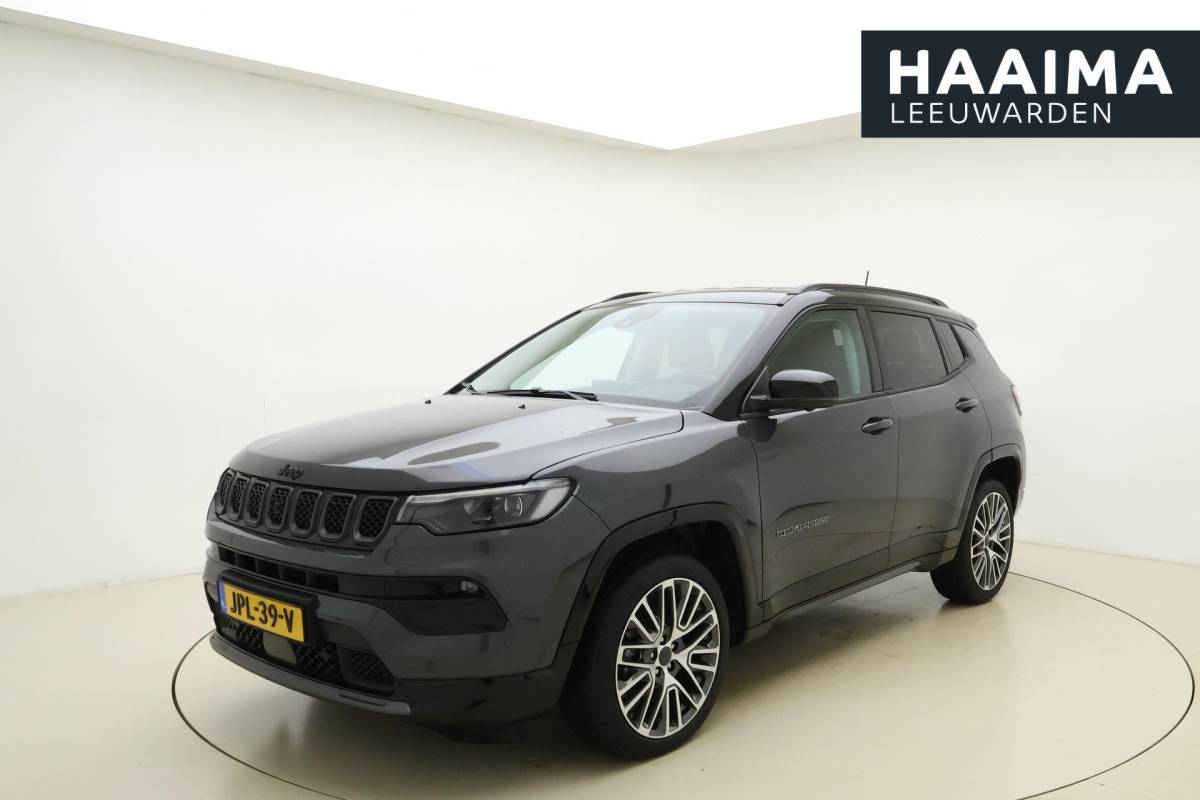 Jeep Compass Jeep Compass 1.5T 130pk Automaat e-Hybrid S | Navigatie | Lederen bekleding | Adapt. Cruise control | Climate control | Stoel- & stuurverwarming | Lichtmetalen velgen | Dakrails