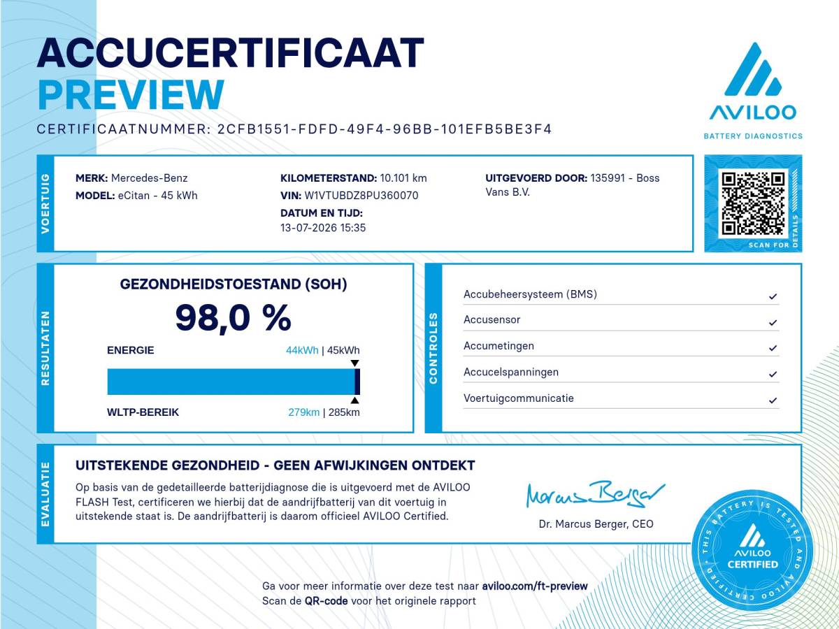Mercedes-Benz eCitan Mercedes-Benz eCitan 112 51kWh L2 284 WLTP 98% (SOH) Camera MBUX Trekhaak 75kW Snelladen Apple Carplay Cruise Control