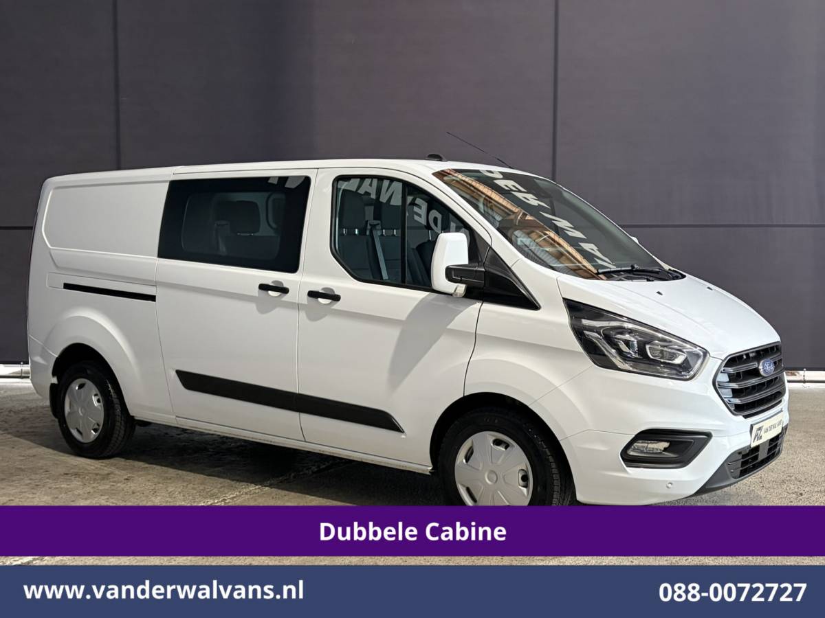 Ford Transit Custom Ford Transit Custom 2.0 TDCI 131pk Automaat L2H1 Dubbele Cabine Euro6 Airco | 6-Zits | Camera | Apple Carplay | Adaptieve Cruisecontrol LED, Android Auto, Trekhaak, Stoelverwarming, Verwarmde voorruit, Parkeersensoren, Achterklep