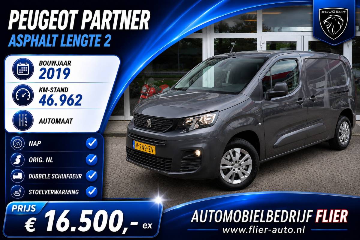 Peugeot Partner Peugeot Partner 1.5 BlueHDI Asphalt Long L2 | 2X SD | LM | Camera | PDC | StoelVW | Orig. NL | NAP |