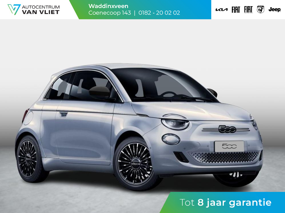 Fiat 500e Fiat 500e 3+1 La Prima 42 kWh | Clima | LED | PDC | JBL Premium Audio | 17″ | Camera | BSM | Canneloni Ivory/Piombo interieur