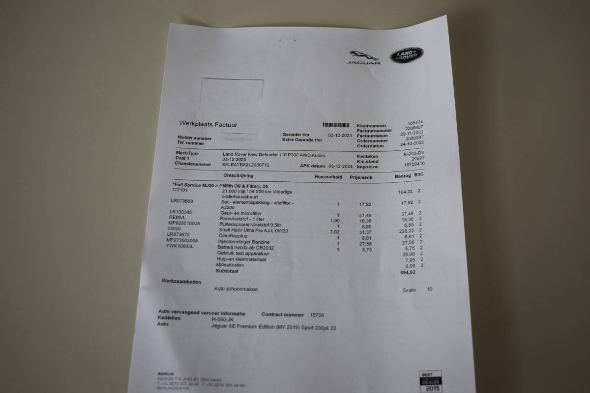 Land Rover Defender Land Rover Defender 110 2.0 P300 110 SE 7p. OrigNL 7-zits | Panodak!