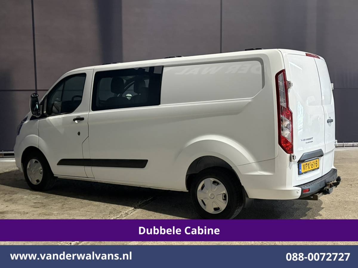 Ford Transit Custom Ford Transit Custom 2.0 TDCI 130pk L2H1 Dubbele Cabine Euro6 Airco | 6-Zits | Apple Carplay | LED | Cruisecontrol 2800kg trekhaak, Stoelverwarming, Verwarmde voorruit, Parkeersensoren