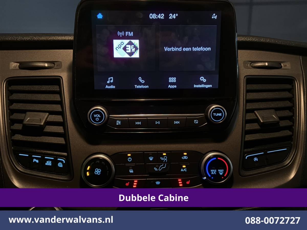 Ford Transit Custom Ford Transit Custom 2.0 TDCI 130pk L2H1 Dubbele Cabine Euro6 Airco | 6-Zits | Apple Carplay | LED | Cruisecontrol 2800kg trekhaak, Stoelverwarming, Verwarmde voorruit, Parkeersensoren