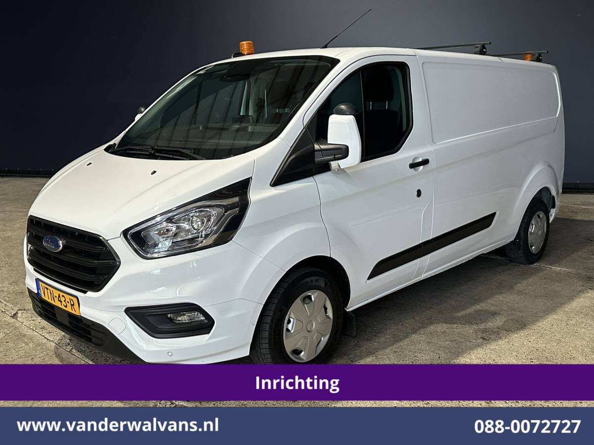 Ford Transit Custom Ford Transit Custom 2.0 TDCI 130pk L2H1 Inrichting Euro6 Airco | Omvormer | Camera | LED | Android Auto | Cruisecontrol | 2800kg Trekhaak Verwarmde voorruit, Stoelverwarming, Parkeersensoren, Bijrijdersbank, Dakdragers