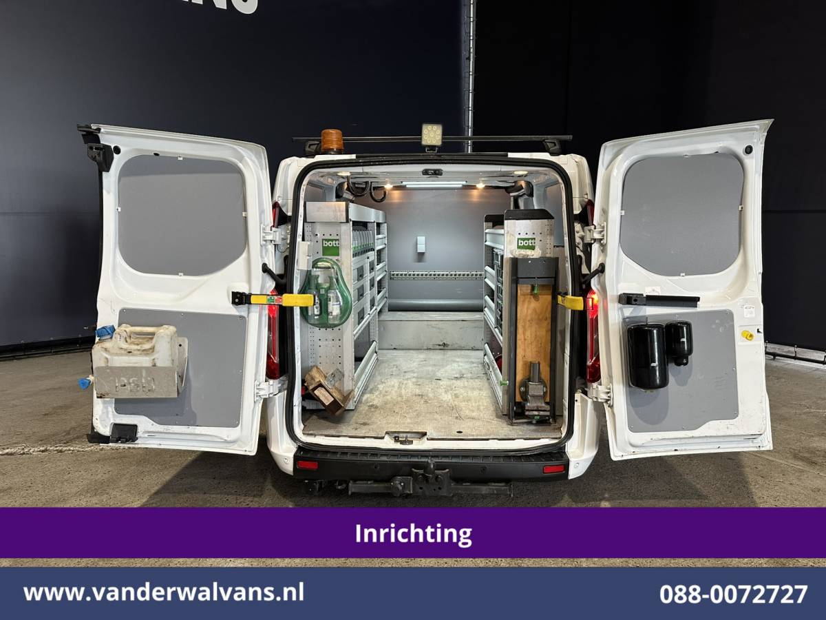 Ford Transit Custom Ford Transit Custom 2.0 TDCI 130pk L2H1 Inrichting Euro6 Airco | Omvormer | Camera | LED | Android Auto | Cruisecontrol | 2800kg Trekhaak Verwarmde voorruit, Stoelverwarming, Parkeersensoren, Bijrijdersbank, Dakdragers