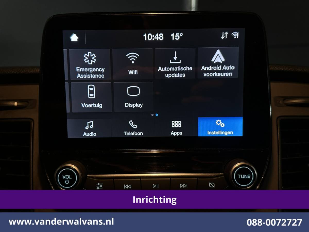 Ford Transit Custom Ford Transit Custom 2.0 TDCI 130pk L2H1 Inrichting Euro6 Airco | Omvormer | Camera | LED | Android Auto | Cruisecontrol | 2800kg Trekhaak Verwarmde voorruit, Stoelverwarming, Parkeersensoren, Bijrijdersbank, Dakdragers