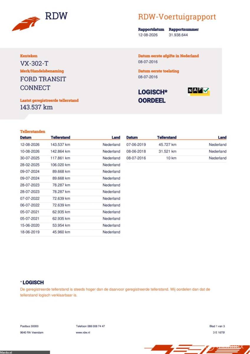 Ford Transit Connect Ford Transit Connect 1.5 TDCI L1 Trend 3 zitplaatsen EURO6