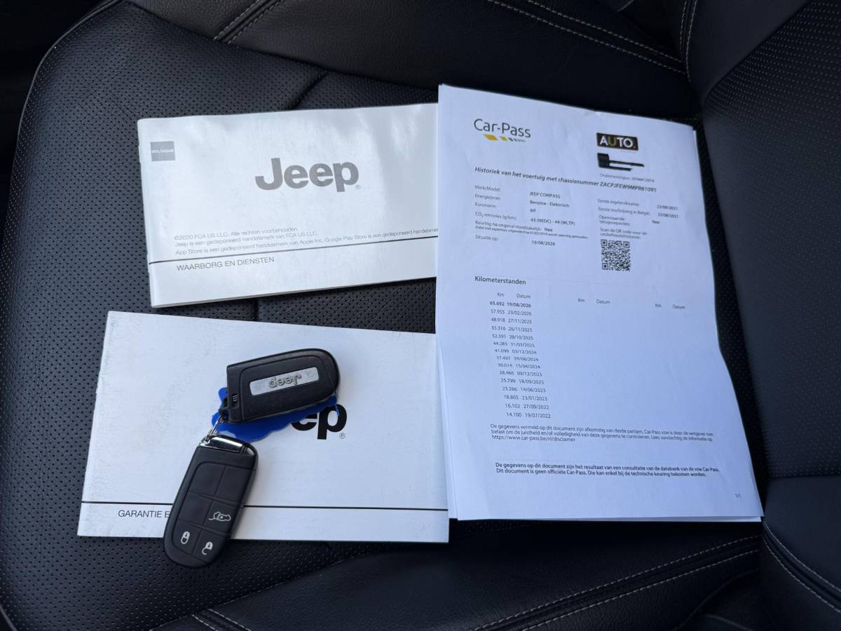 Jeep Compass Jeep Compass 4xe 240 Plug-in Hybrid Electric S 360 CAMERA| ELEKTRISCHE STOEL MET MEMORY| ALPINE AUDIO| STOEL + STUURVERWARMING| KEYLESS| DODE HOEK SENSOR| VOL OPTIES|