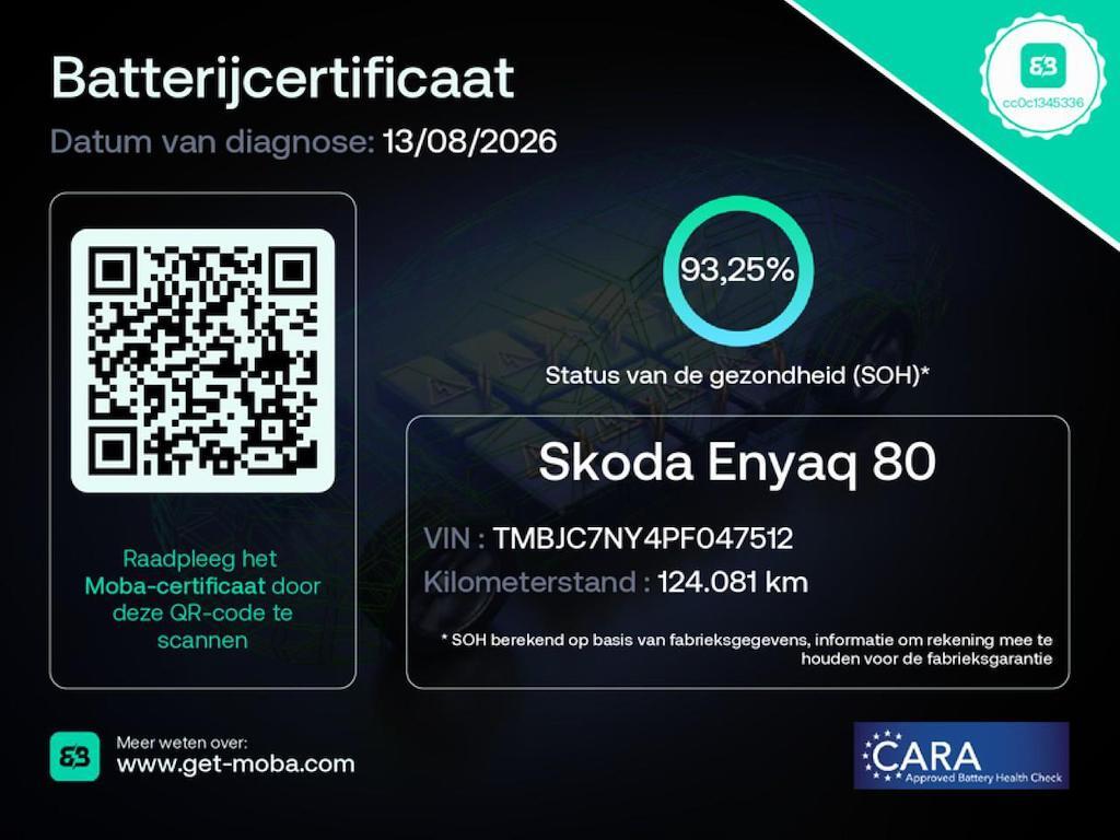Škoda Enyaq iV Skoda Enyaq iV 80 | 93% SOH | Camera | Stuurverwarming | Carplay |