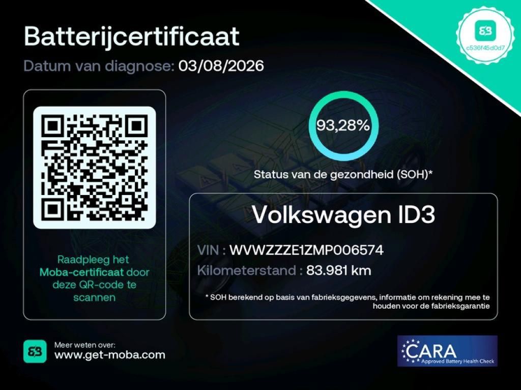 Volkswagen ID.3 Volkswagen ID.3 1st Plus Pro Perf. 58 kWh SoH 93,3% /ACC/ CarPlay/ / Trekhaak/