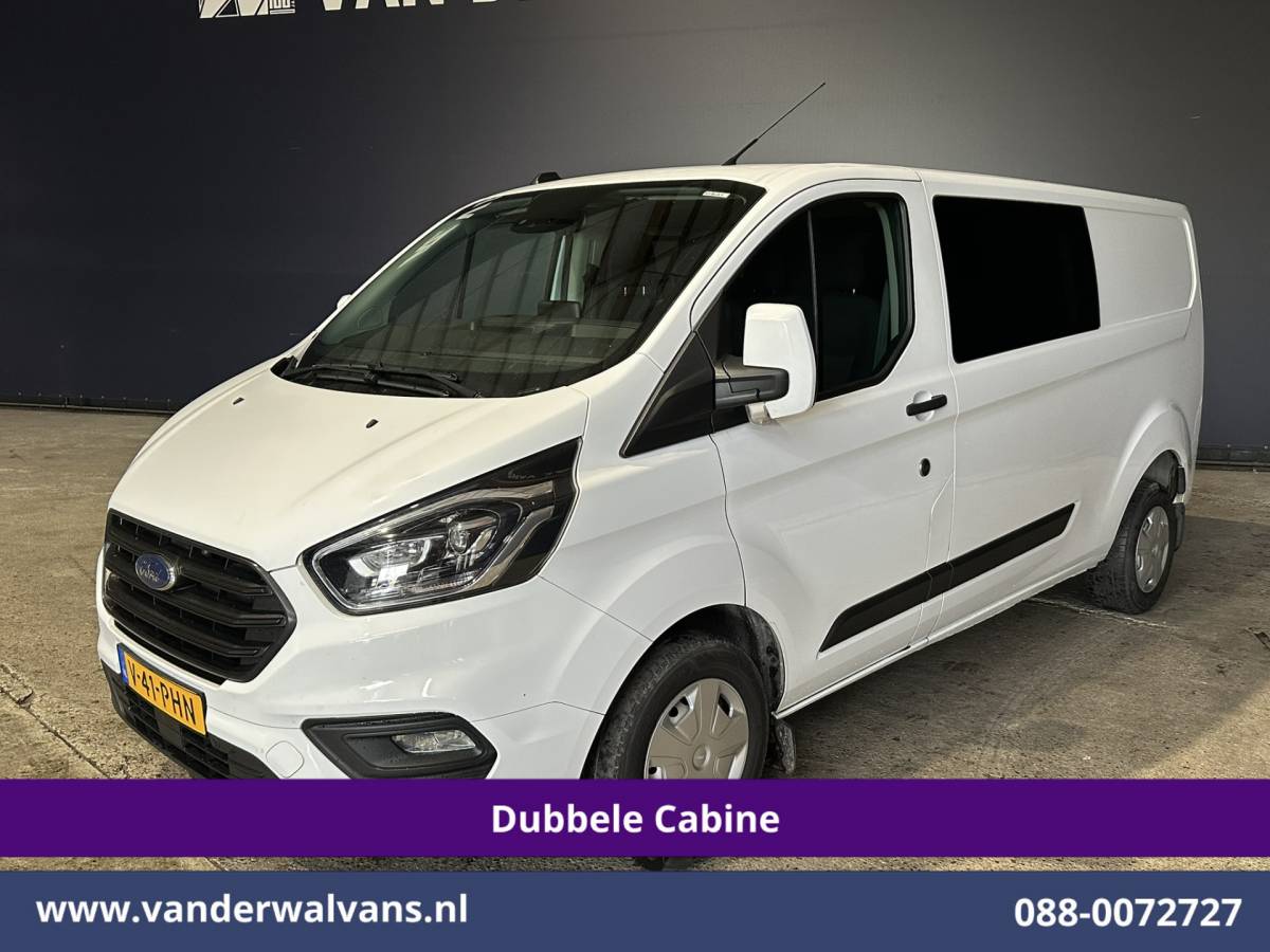 Ford Transit Custom Ford Transit Custom 2.0 TDCI 130pk L2H1 Dubbele Cabine Euro6 Airco | 6-Zits | Xenon | Camera | Navigatie | Apple Carplay | LED Android Auto, Cruisecontrol, Stoelverwarming, Verwarmde voorruit, Parkeersensoren