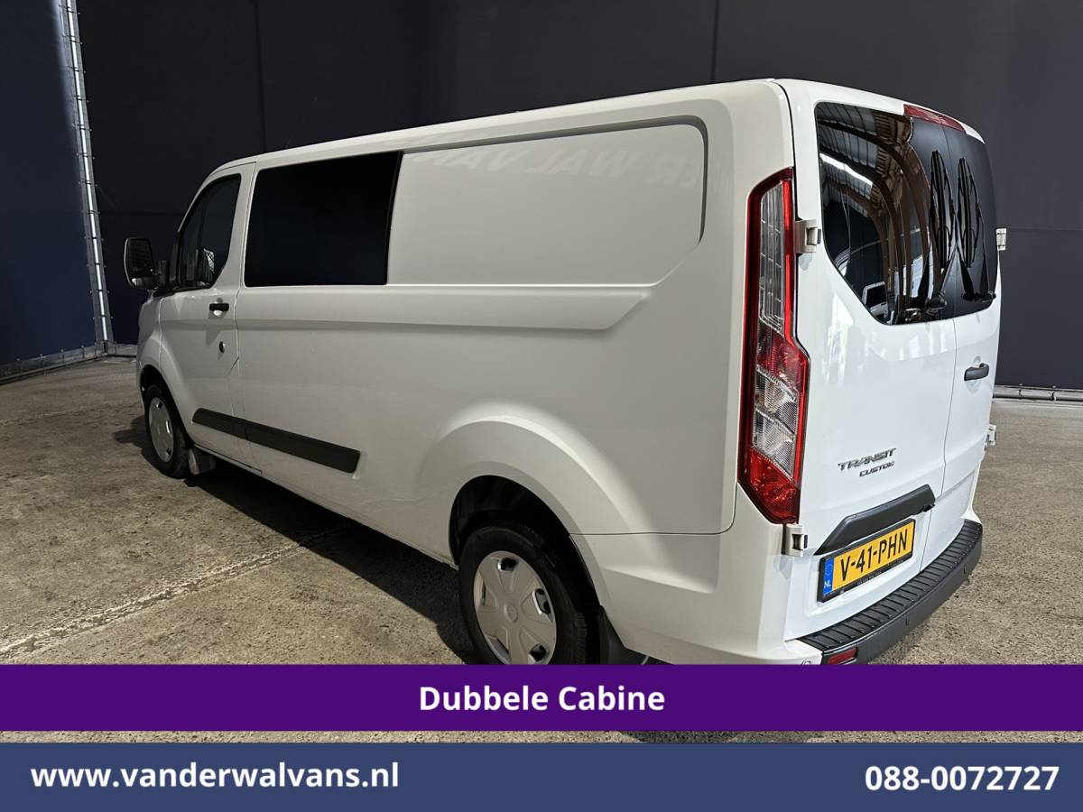 Ford Transit Custom Ford Transit Custom 2.0 TDCI 130pk L2H1 Dubbele Cabine Euro6 Airco | 6-Zits | Xenon | Camera | Navigatie | Apple Carplay | LED Android Auto, Cruisecontrol, Stoelverwarming, Verwarmde voorruit, Parkeersensoren