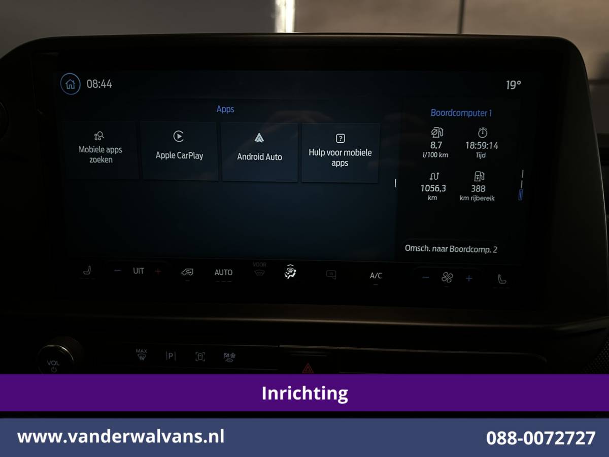 Ford Transit Custom Ford Transit Custom 2.0 TDCI 150pk L1H1 Inrichting Euro6 Airco | Camera | LED | Apple Carplay | Cruisecontrol Android Auto, 2590kg Trekhaak, Verwarmde voorruit, Stoelverwarming, Parkeersensoren, Dakdragers, Bijrijdersbank