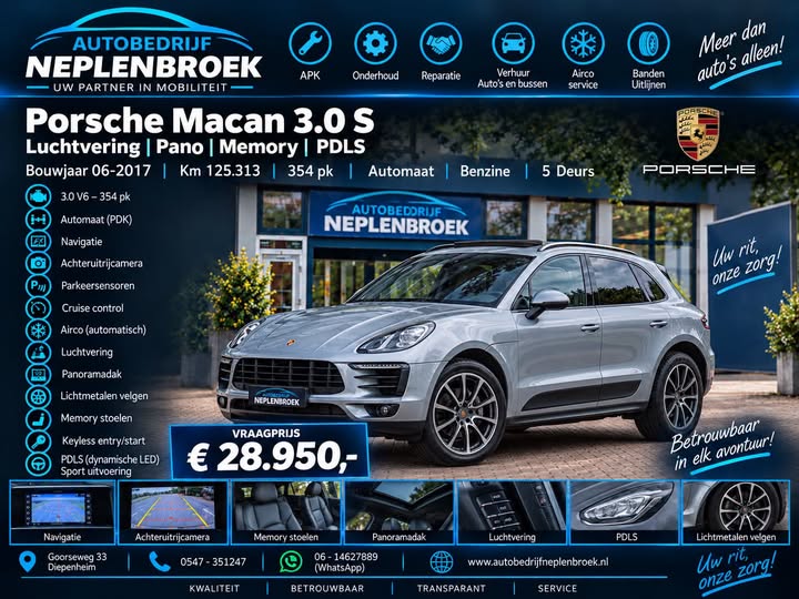 Porsche Macan Porsche Macan 3.0 S | Luchtvering | Pano | Memory | PDLS |  06-2017 125.313 KM
