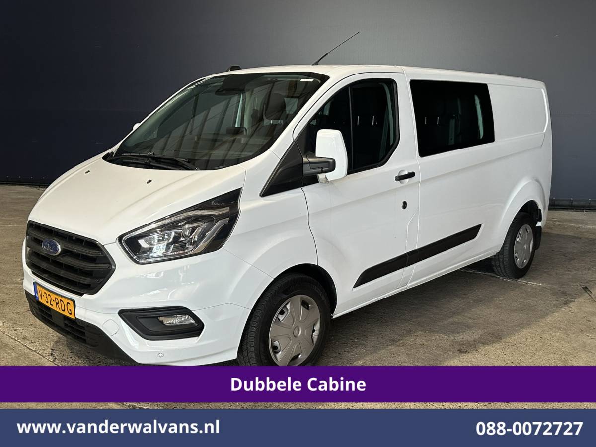 Ford Transit Custom Ford Transit Custom 2.0 TDCI 131pk Automaat L2H1 Dubbele Cabine Euro6 Airco | Xenon | 6-Zits | Camera | Apple Carplay | Adaptieve Cruisecontrol LED, Android Auto, Trekhaak, Stoelverwarming, Verwarmde voorruit, Parkeersensoren, Achterklep