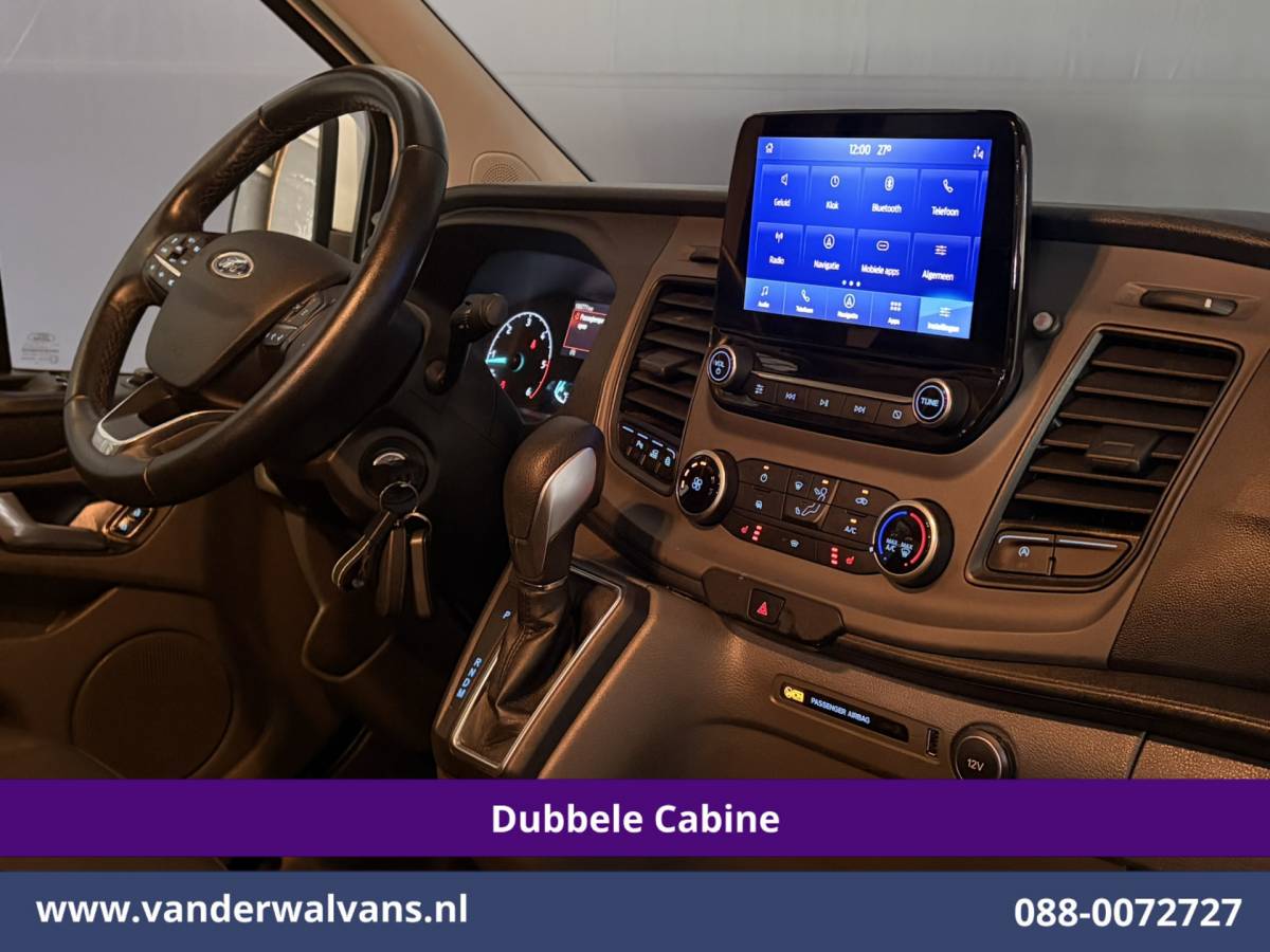 Ford Transit Custom Ford Transit Custom 2.0 TDCI 131pk Automaat L2H1 Dubbele Cabine Euro6 Airco | Xenon | 6-Zits | Camera | Apple Carplay | Adaptieve Cruisecontrol LED, Android Auto, Trekhaak, Stoelverwarming, Verwarmde voorruit, Parkeersensoren, Achterklep