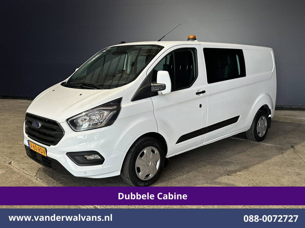 Ford Transit Custom Ford Transit Custom 2.0 TDCI 130pk L2H1 Dubbele Cabine Euro6 Airco | 5-Zits | Camera | LED | Tachograaf Cruisecontrol, Trekhaak, Stoelverwarming, Verwarmde voorruit, Parkeersensoren