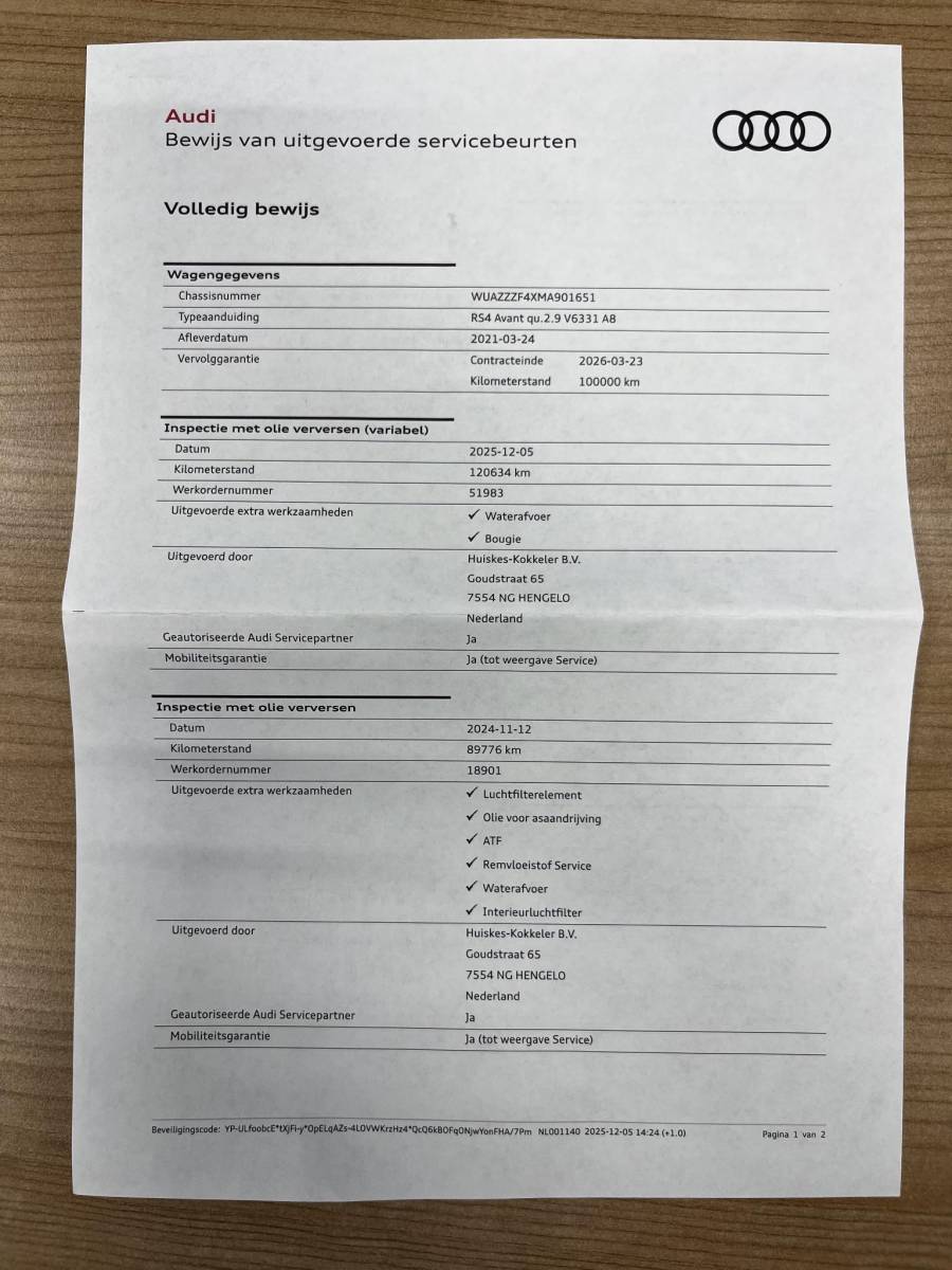 Audi RS4 Audi RS4 Avant 2.9 TFSI RS 4 quattro | NL Auto/Voll.Historie/Pano.Dak/Head-Up/Bang&Olufsen/Navi/Sportdiffertentieel/Elektr.Wegklapbare Trekhaak