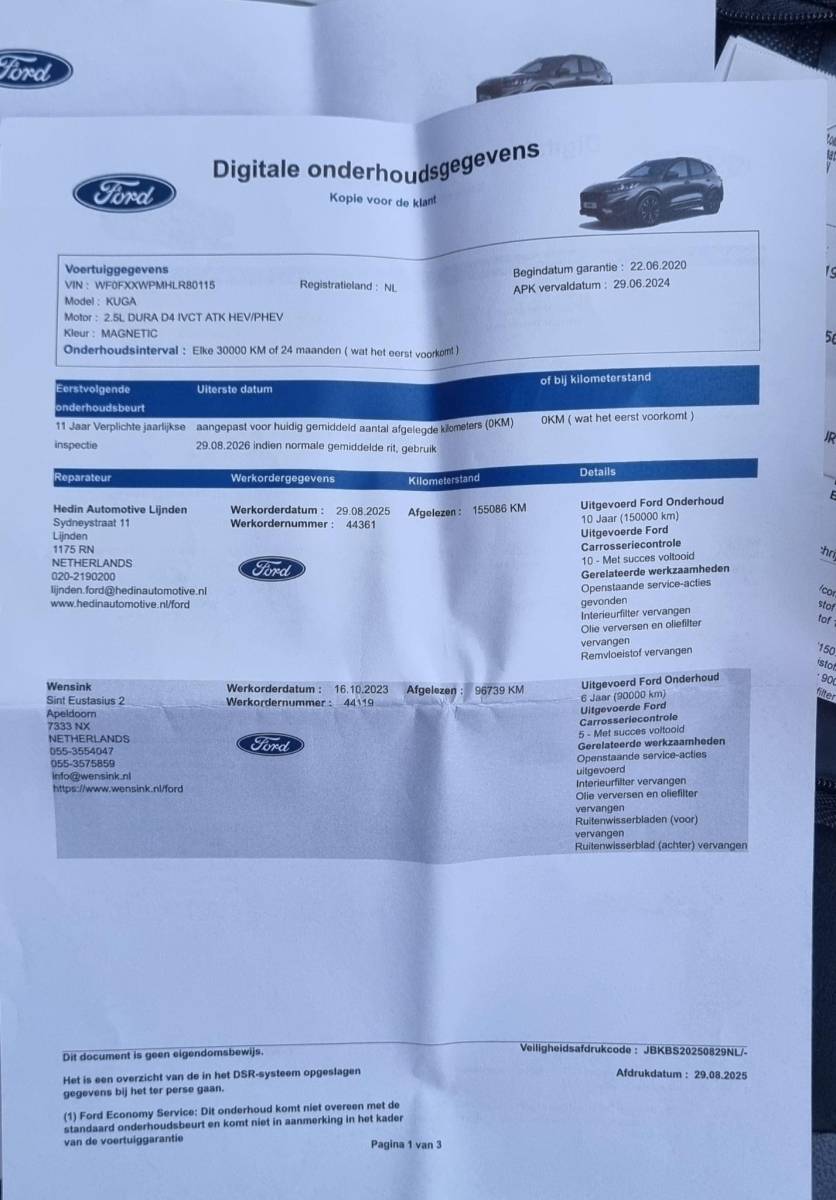 Ford Kuga Ford Kuga 2.5 PHEV ST-Line X 225PK | DEALERONDERHOUDEN! | NL AUTO | 2e Eigenaar | NAP | BLIS | Grote Achteruitrijcamera | Head-Up | Adaptive Cruise Control | Winterpack | Elektrische Stoel | Digital Cockpit | 19 Inch | B&O Audio | Draadloze Oplader | Elektrische Achterklep | Stoelverwarming | Stuurverwarming | Voorruitverwarming | 2 sleutels | APK tot 16-07-2028 |