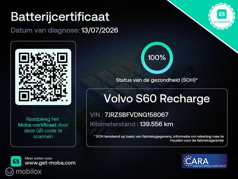 Volvo S60 Volvo S60 2.0 Recharge T6 AWD R-Design | Panoramadak | 360 Camera | BLISS | Adaptive Cruise| SOH 100% | Verwarmbaar stuurwiel & Voorstoelen | 19″ Velgen