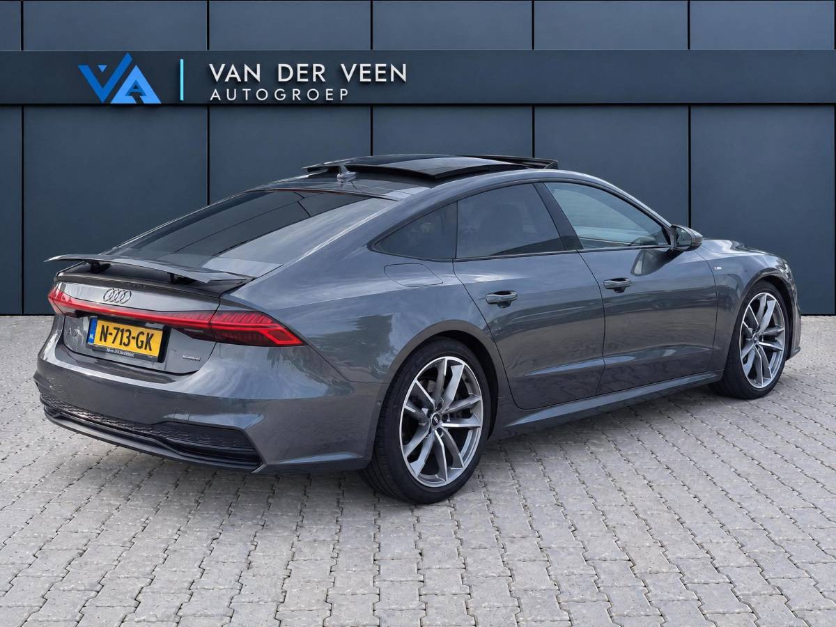 Audi A7 Audi A7 Sportback 55 TFSI quattro Pro Line S | Incl. 12 maanden garantie | Schuif/kantel panorama dak | 360° camera | Head-up display | Wegklapbare trekhaak | Matrix koplampen | Soft close | Memory zetels | Dode hoek detectie | Elektrische achterklep | Bowers & Wilkens | Standkachel |