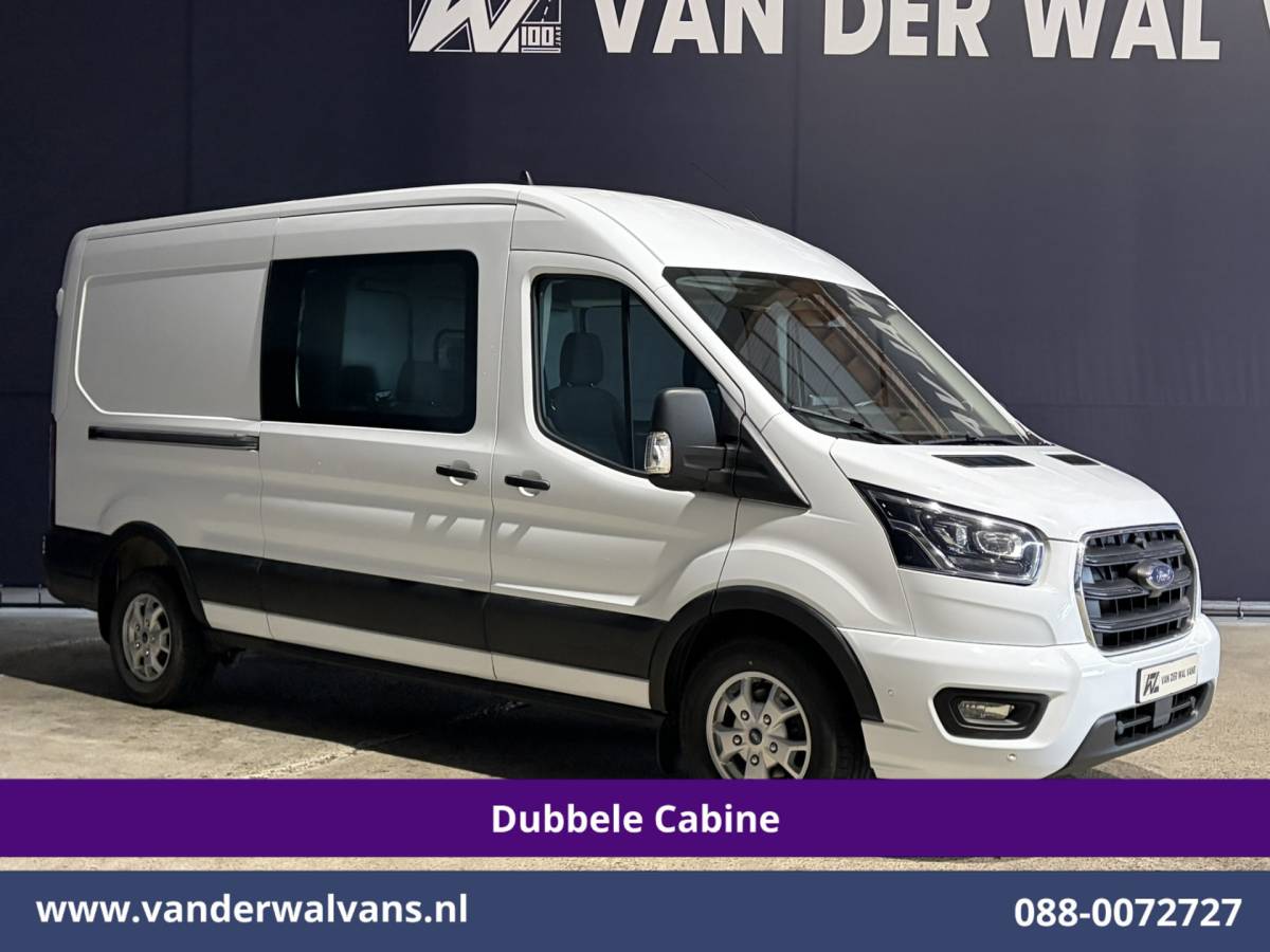 Ford Transit Ford Transit 2.0 TDCI 131pk L3H2 Dubbele Cabine Euro6 Airco | 5-Zits | Navigatie | LED | Apple Carplay Cruisecontrol, Android Auto, Parkeersensoren